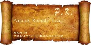 Patrik Kordélia névjegykártya